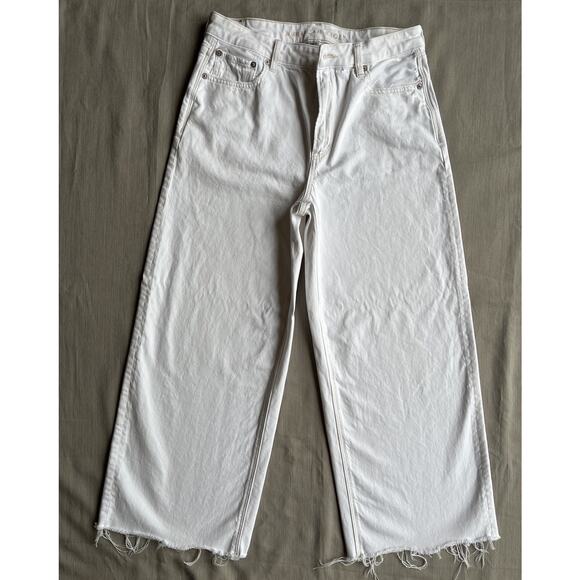 American Eagle Outfitters Pants - American Eagle 8 Reg. Super High Rise Baggy Wide Leg Jeans Strigid Off White